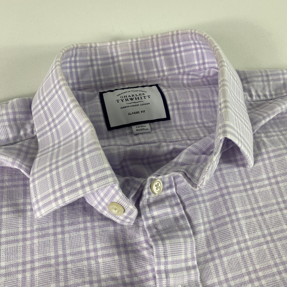 Charles Tyrwhitt Shirt Mens Large 17 35 Plaid Classic Fit Button Up Dress Shirt